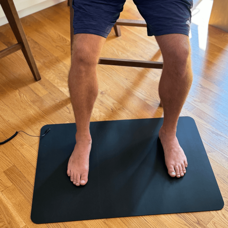 Sitting On The Earthing Floor Mat Brad